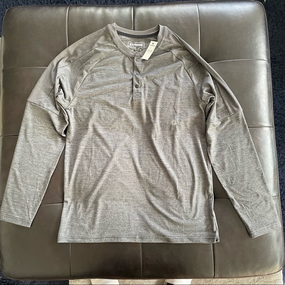 Grey Express Long Sleeve Henley Small - Picture 2 of 4